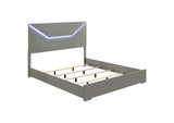 224971KE Ives Eastern King Panel Bed LED Headboard Grey High Gloss