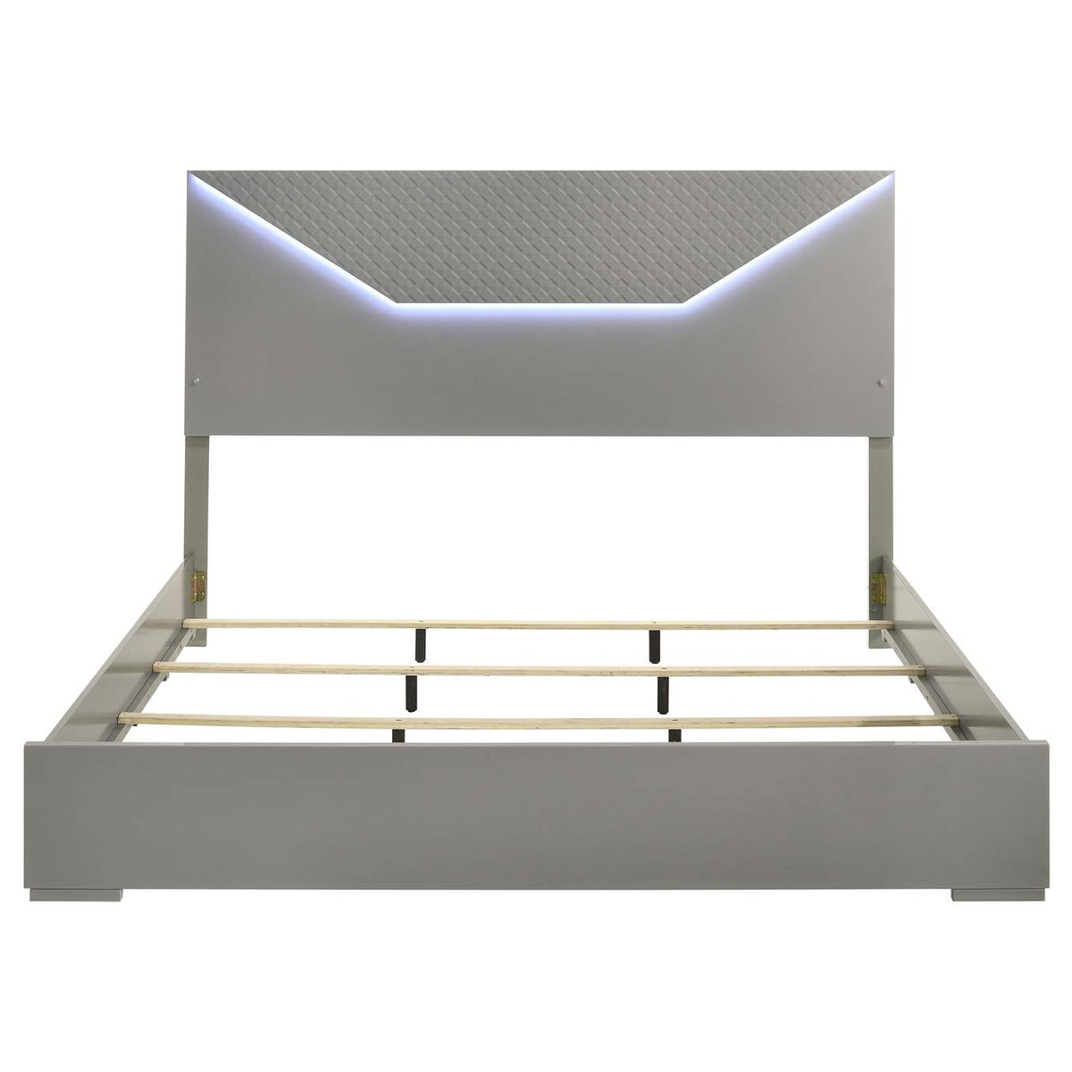 224971KE Ives Eastern King Panel Bed LED Headboard Grey High Gloss