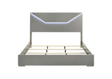 224971KE Ives Eastern King Panel Bed LED Headboard Grey High Gloss