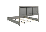 224971KE Ives Eastern King Panel Bed LED Headboard Grey High Gloss