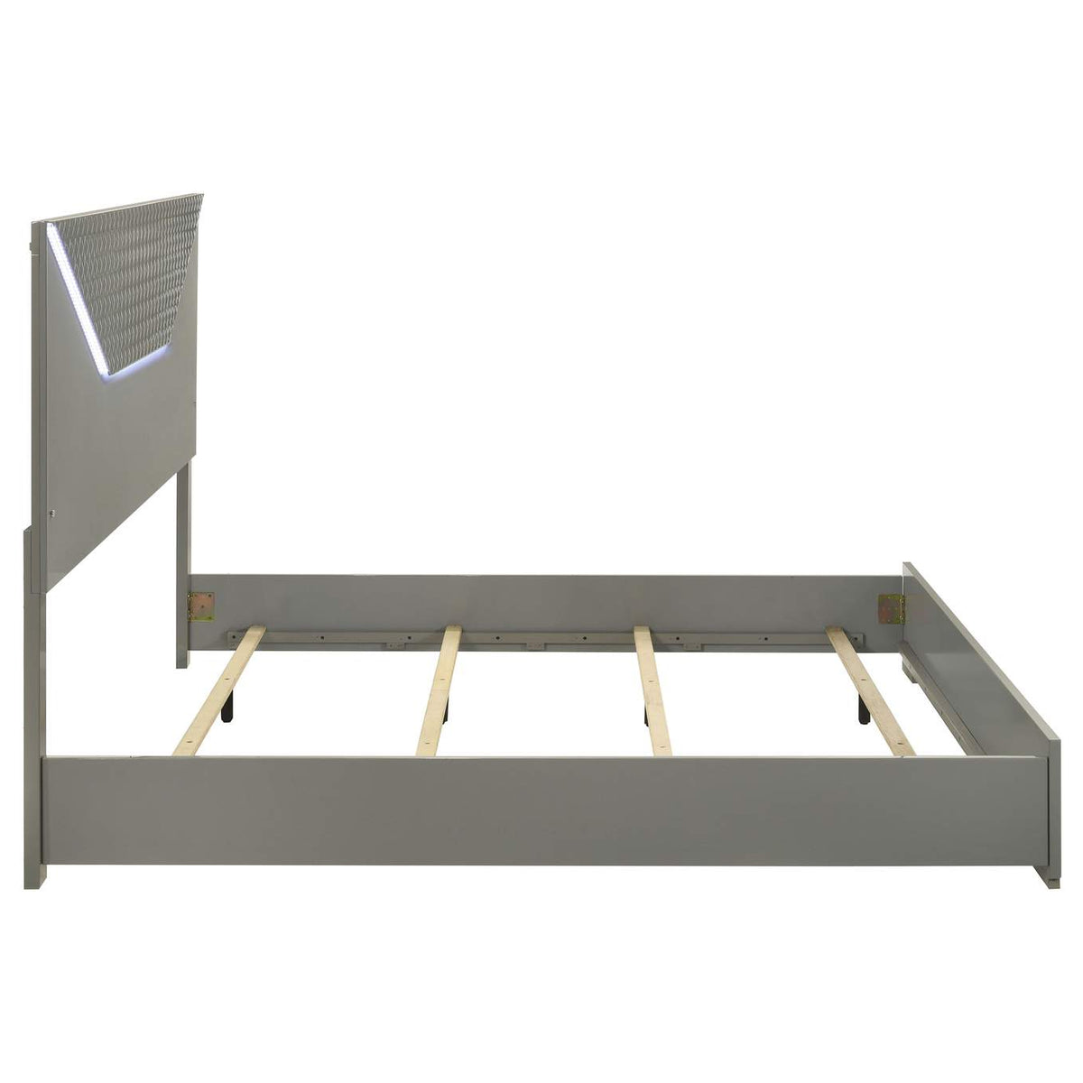 224971KE Ives Eastern King Panel Bed LED Headboard Grey High Gloss