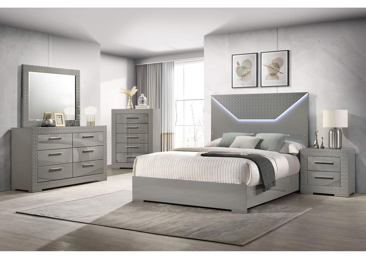 224971Q-S5 Ives 5-piece Queen Bedroom Set Grey High Gloss