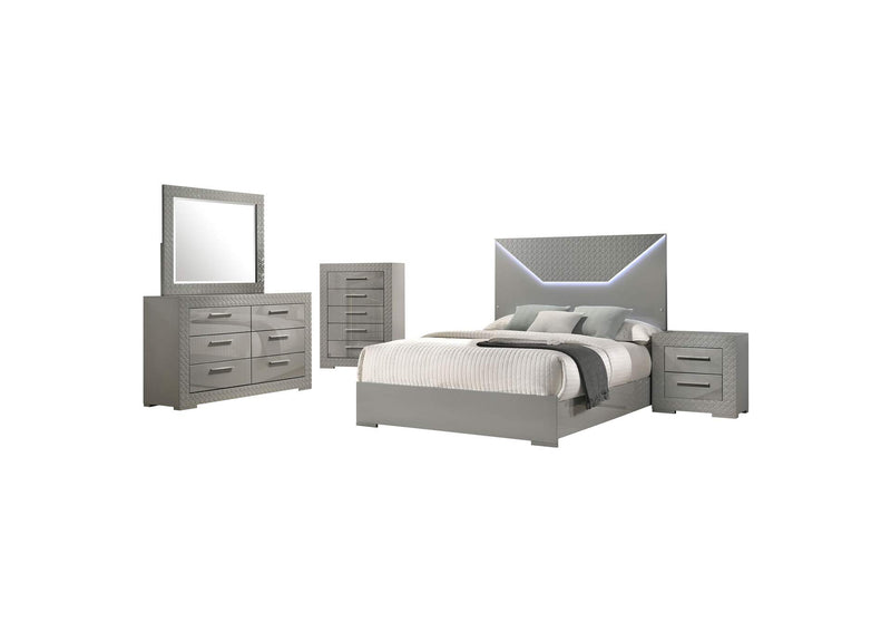 224971Q-S5 Ives 5-piece Queen Bedroom Set Grey High Gloss