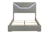 224971Q Ives Queen Panel Bed LED Headboard Grey High Gloss