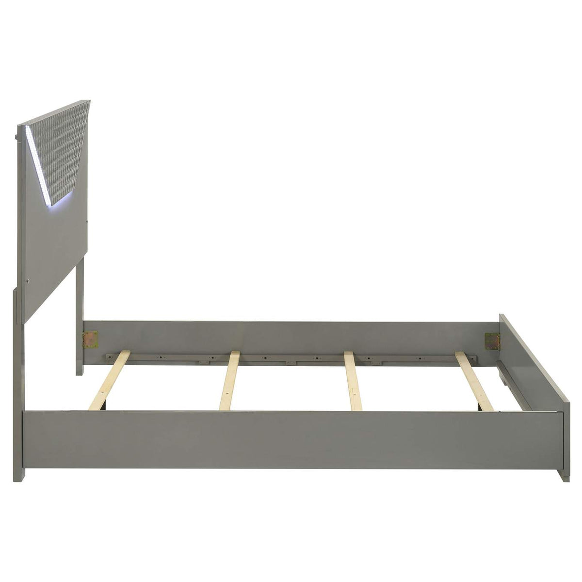 224971Q Ives Queen Panel Bed LED Headboard Grey High Gloss