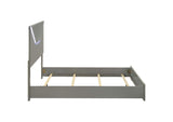 224971Q Ives Queen Panel Bed LED Headboard Grey High Gloss