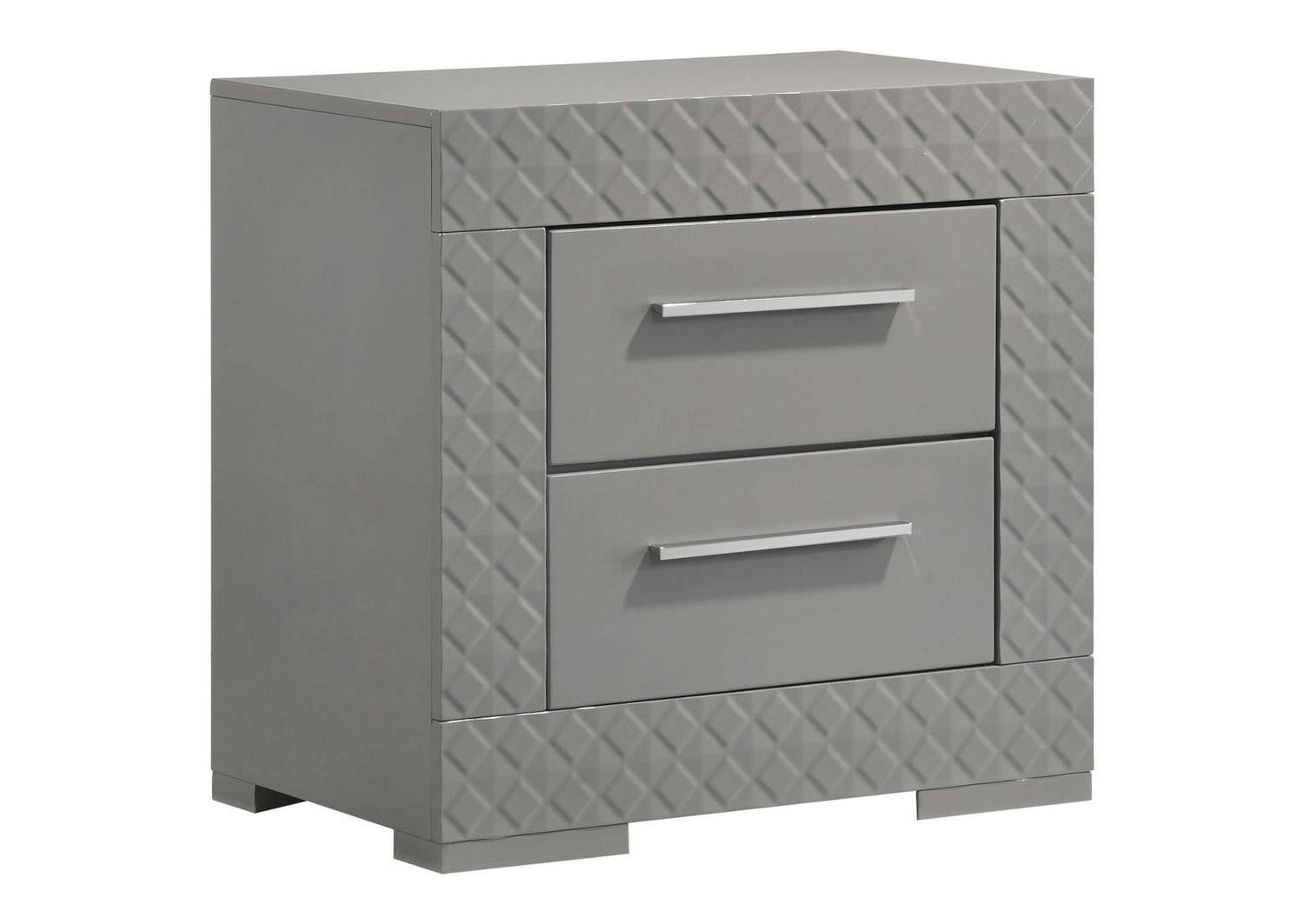 224972 Ives 2-drawer Nightstand Bedside Table Grey High Gloss