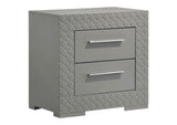 224972 Ives 2-drawer Nightstand Bedside Table Grey High Gloss