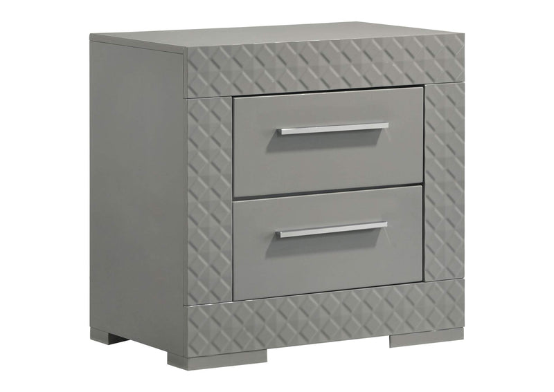 224972 Ives 2-drawer Nightstand Bedside Table Grey High Gloss