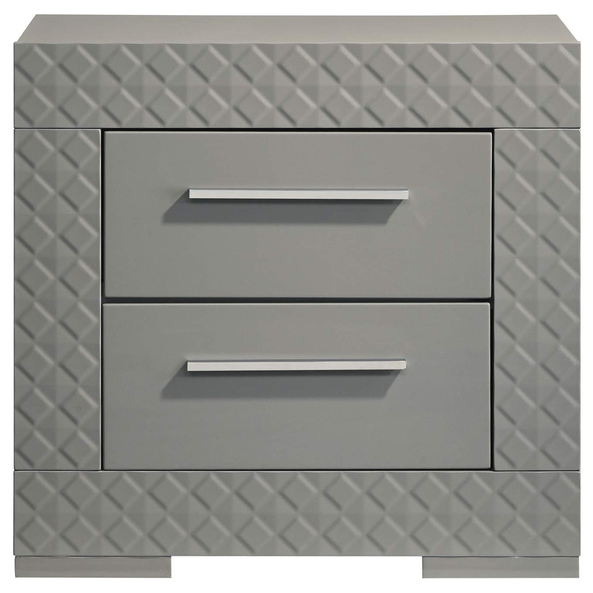 224972 Ives 2-drawer Nightstand Bedside Table Grey High Gloss