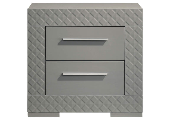 224972 Ives 2-drawer Nightstand Bedside Table Grey High Gloss