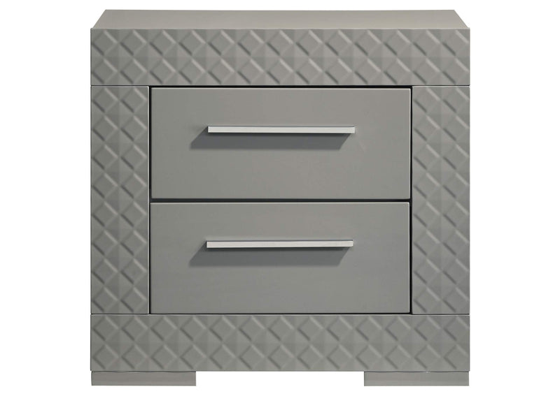 224972 Ives 2-drawer Nightstand Bedside Table Grey High Gloss