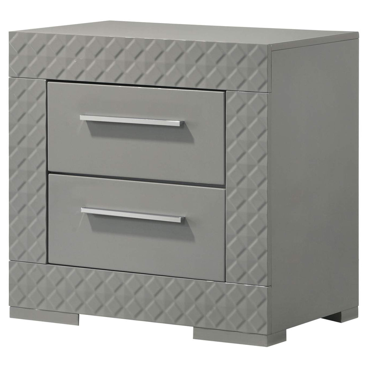 224972 Ives 2-drawer Nightstand Bedside Table Grey High Gloss