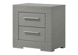 224972 Ives 2-drawer Nightstand Bedside Table Grey High Gloss