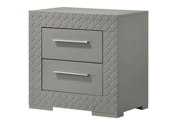224972 Ives 2-drawer Nightstand Bedside Table Grey High Gloss