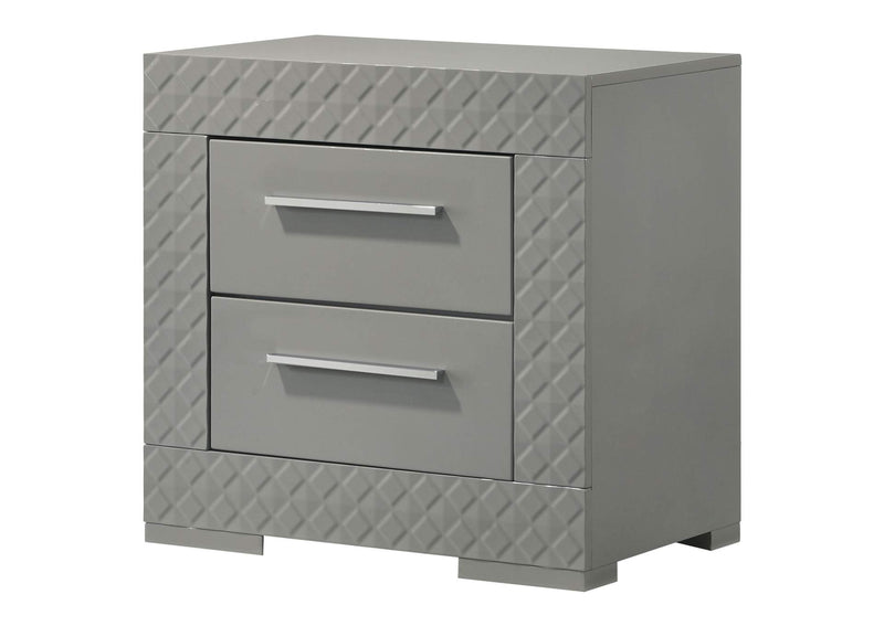 224972 Ives 2-drawer Nightstand Bedside Table Grey High Gloss
