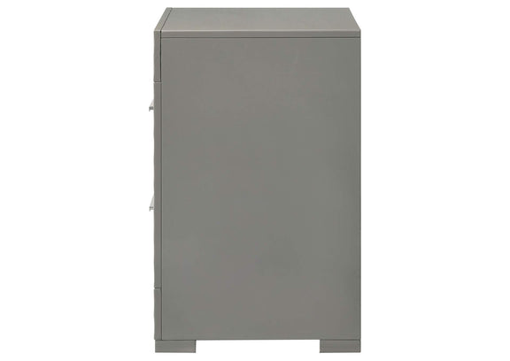 224972 Ives 2-drawer Nightstand Bedside Table Grey High Gloss