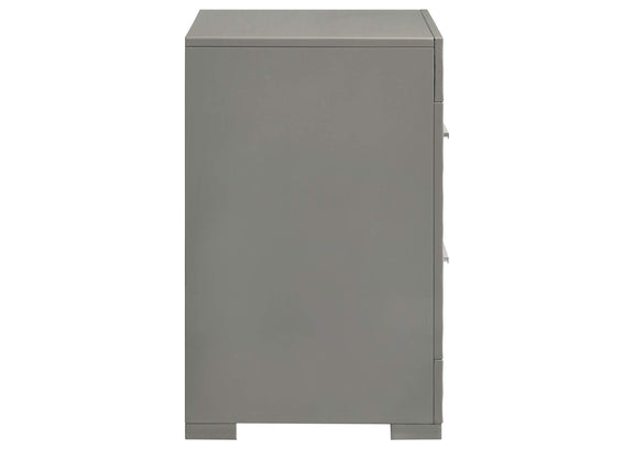 224972 Ives 2-drawer Nightstand Bedside Table Grey High Gloss