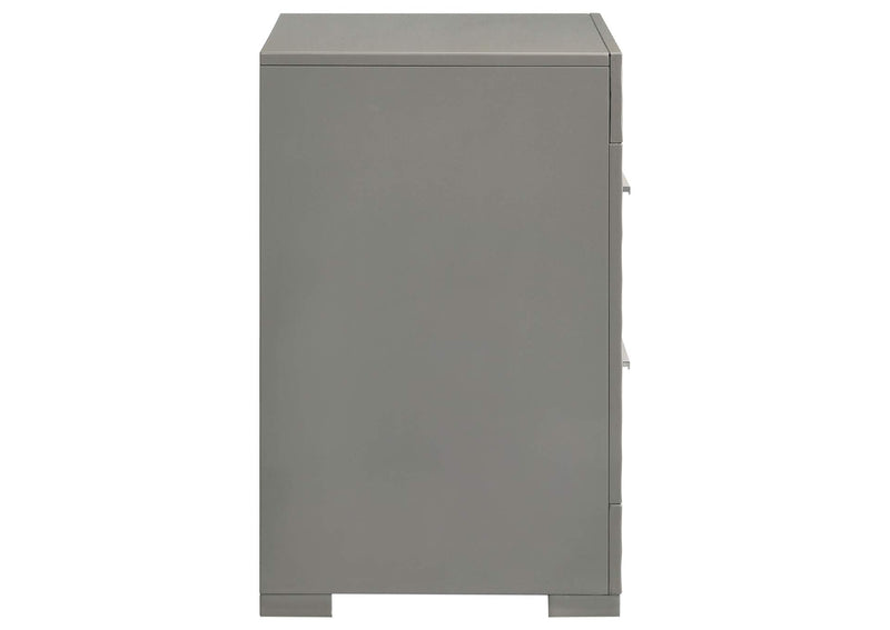 224972 Ives 2-drawer Nightstand Bedside Table Grey High Gloss