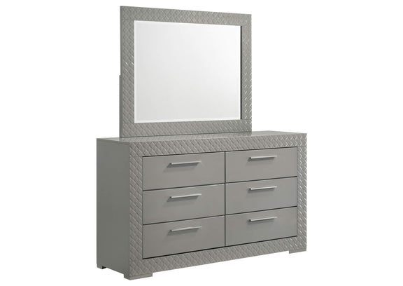 224973M Ives 6-drawer Dresser and Mirror Grey High Gloss