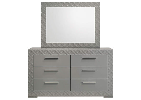 224973M Ives 6-drawer Dresser and Mirror Grey High Gloss