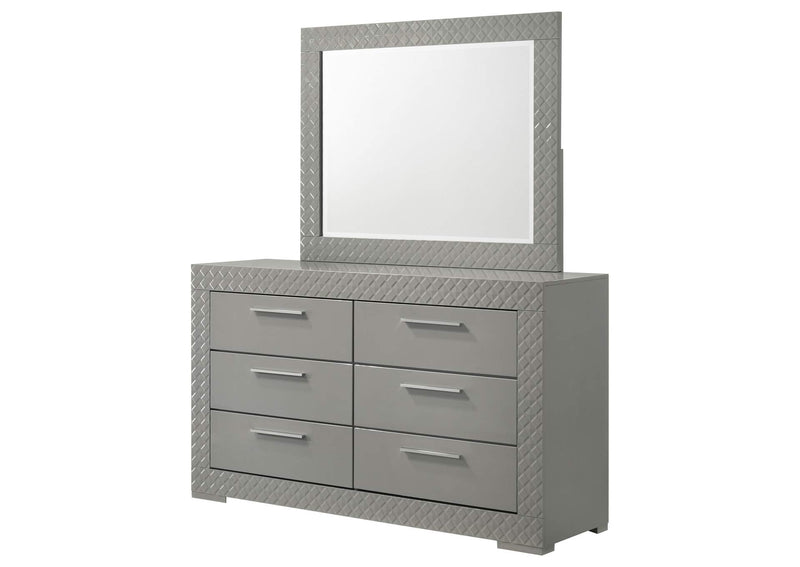 224973M Ives 6-drawer Dresser and Mirror Grey High Gloss