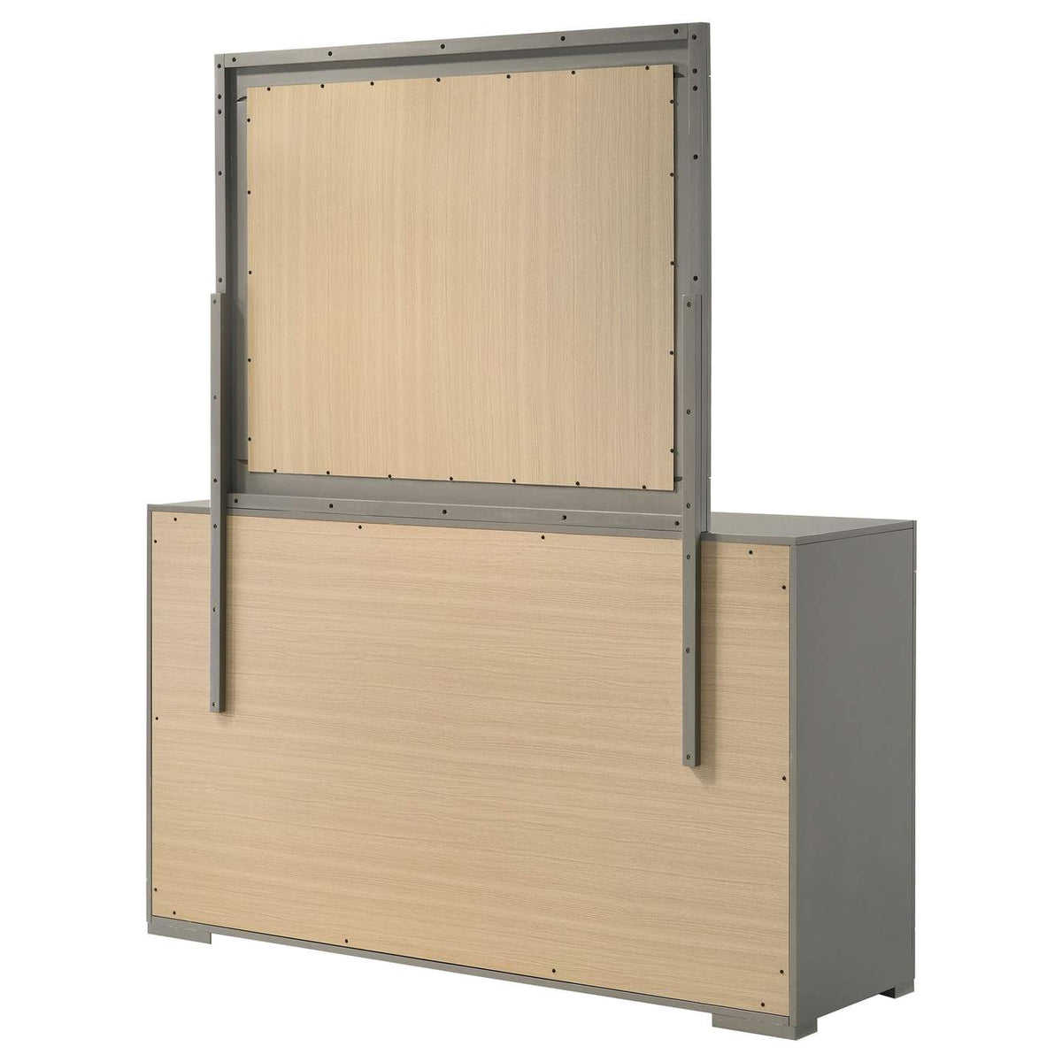 224973M Ives 6-drawer Dresser and Mirror Grey High Gloss