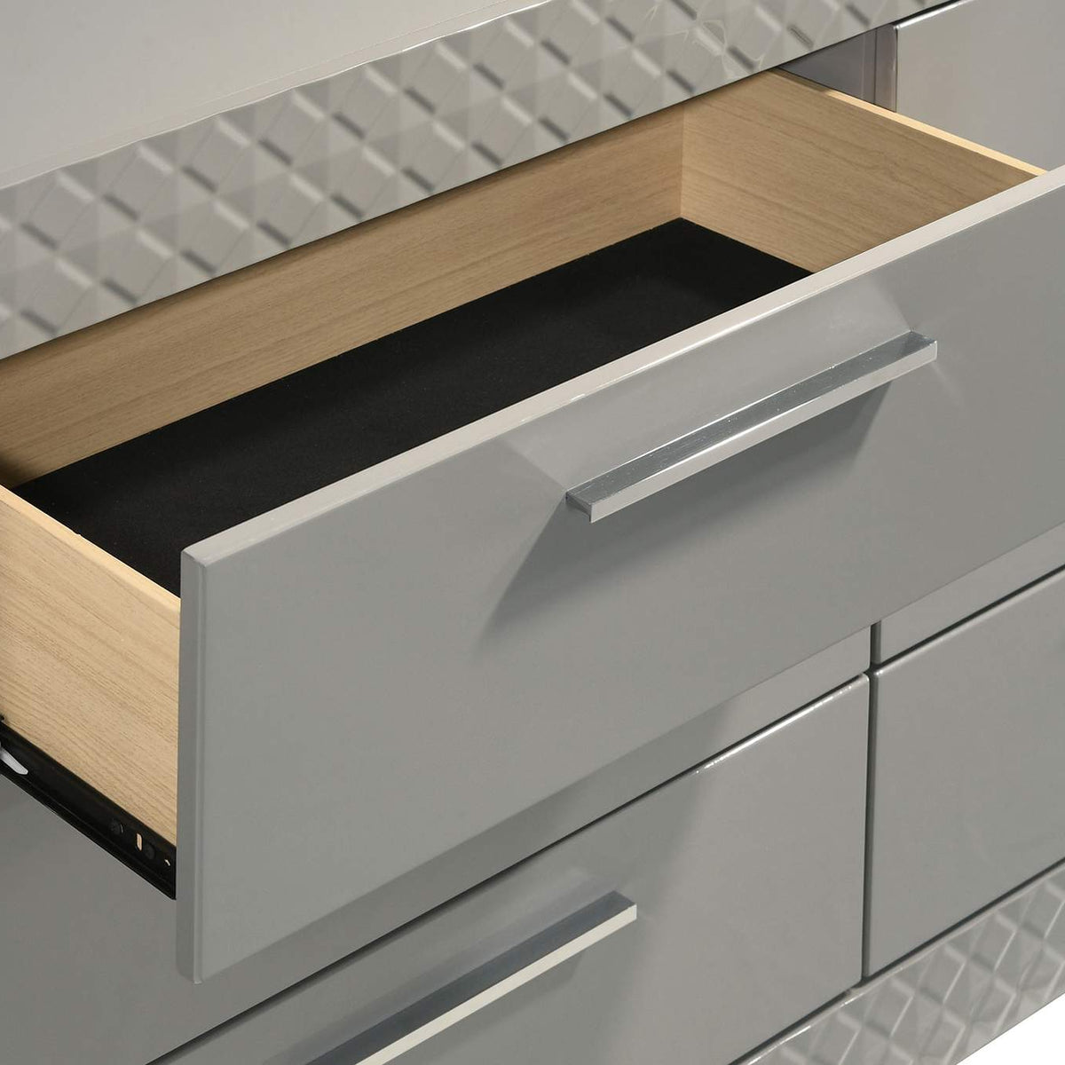 224973M Ives 6-drawer Dresser and Mirror Grey High Gloss