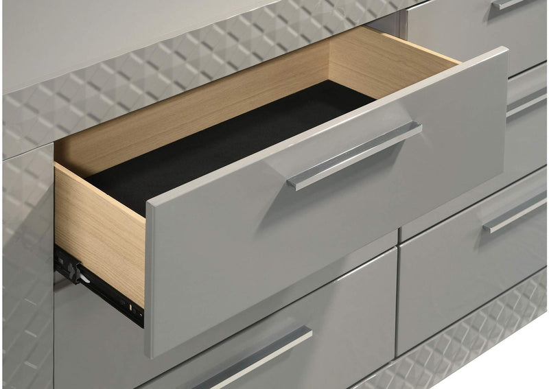224973M Ives 6-drawer Dresser and Mirror Grey High Gloss
