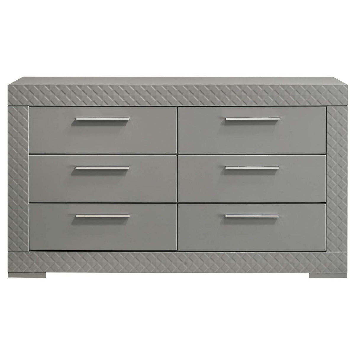 224973 Ives 6-drawer Dresser Cabinet Grey High Gloss