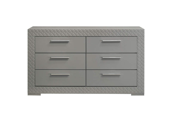 224973 Ives 6-drawer Dresser Cabinet Grey High Gloss
