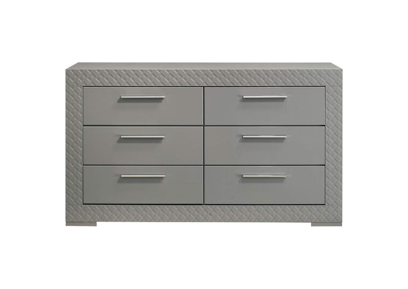 224973 Ives 6-drawer Dresser Cabinet Grey High Gloss