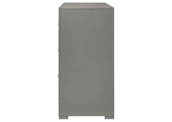 224973 Ives 6-drawer Dresser Cabinet Grey High Gloss