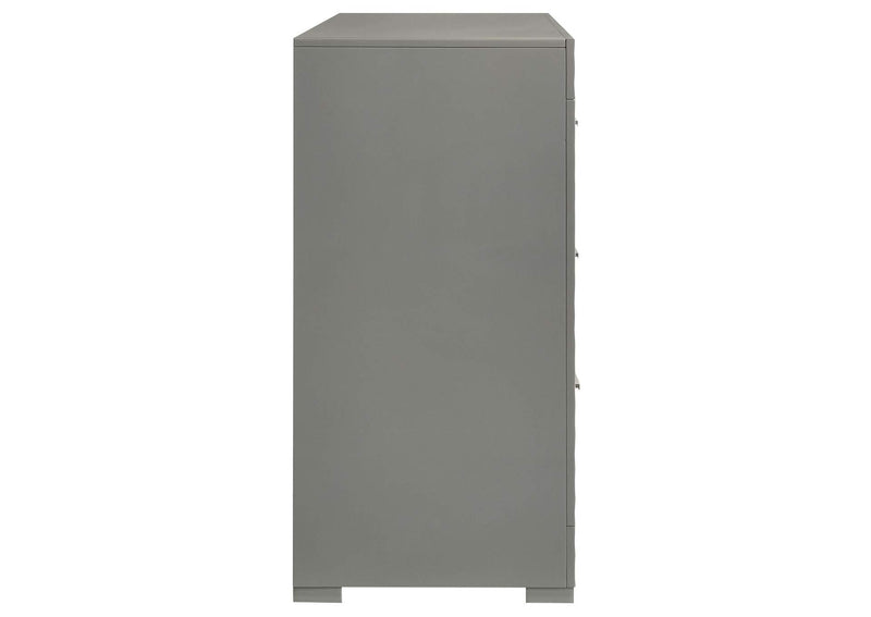 224973 Ives 6-drawer Dresser Cabinet Grey High Gloss