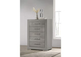 224975 Ives 5-drawer Bedroom Chest of Drawers Grey High Gloss