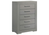 224975 Ives 5-drawer Bedroom Chest of Drawers Grey High Gloss