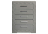 224975 Ives 5-drawer Bedroom Chest of Drawers Grey High Gloss