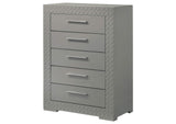 224975 Ives 5-drawer Bedroom Chest of Drawers Grey High Gloss