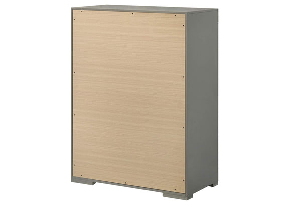 224975 Ives 5-drawer Bedroom Chest of Drawers Grey High Gloss