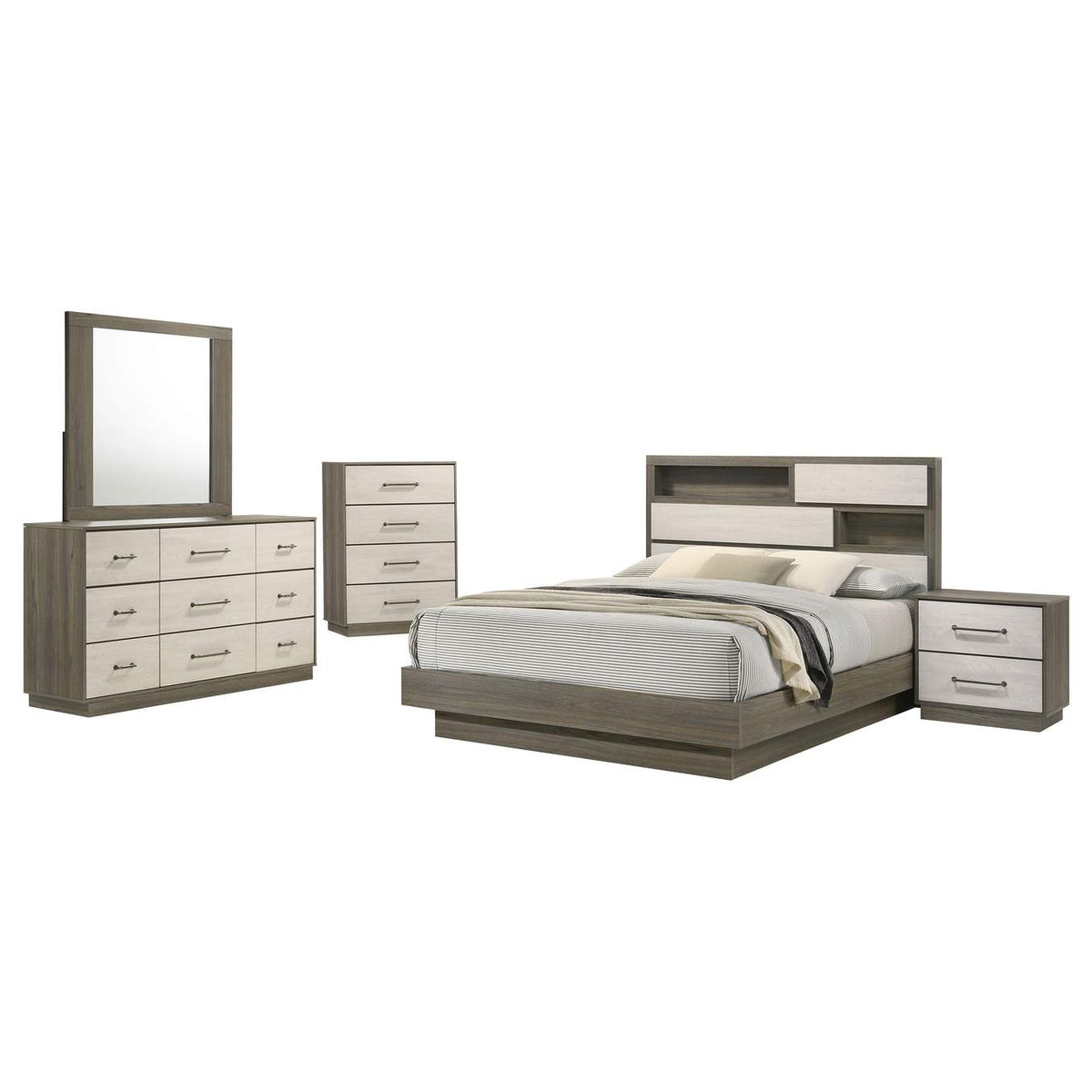 224981KE-S5 Fenwick 5-piece Eastern King Bedroom Set Grey Oak