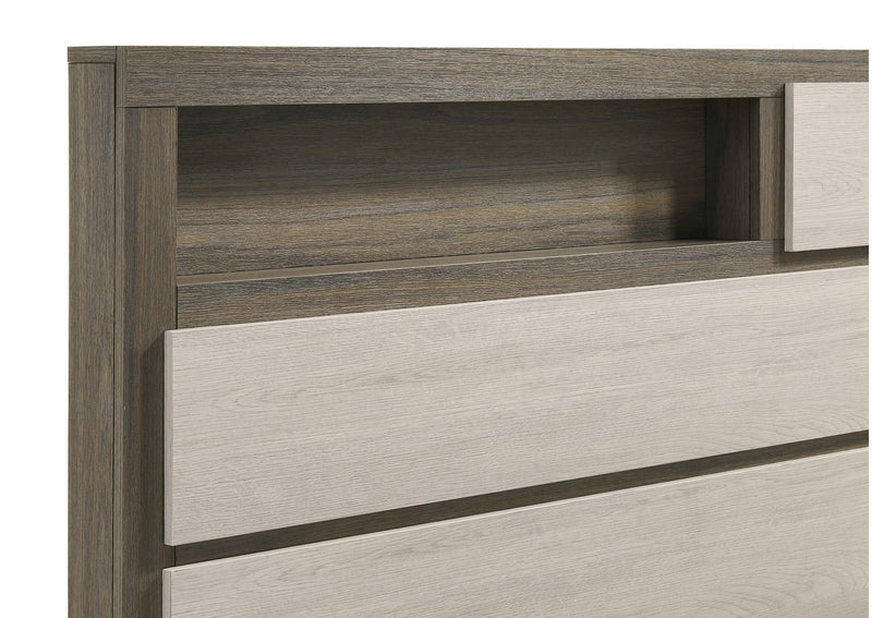 224981KE Fenwick Eastern King Bed Bookcase Headboard Grey Oak
