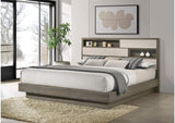 224981KW Fenwick California King Bed Bookcase Headboard Grey Oak