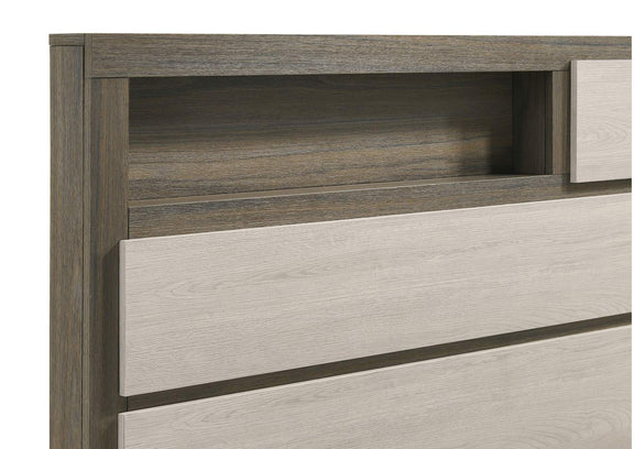 224981KW Fenwick California King Bed Bookcase Headboard Grey Oak
