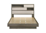 224981Q Fenwick Queen Bed Bookcase Headboard Grey Oak