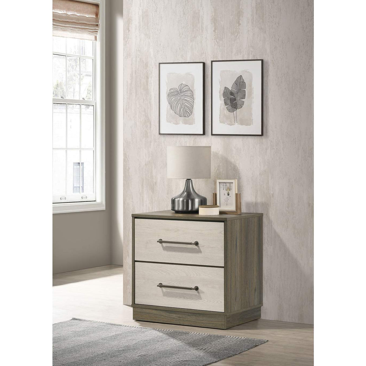 224982 Fenwick 2-drawer Nightstand Bedside Table Grey Oak