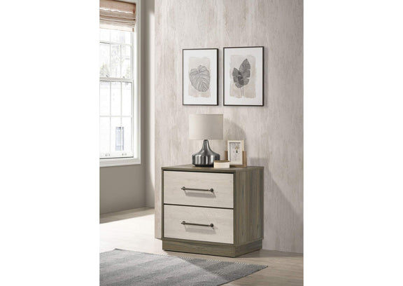224982 Fenwick 2-drawer Nightstand Bedside Table Grey Oak