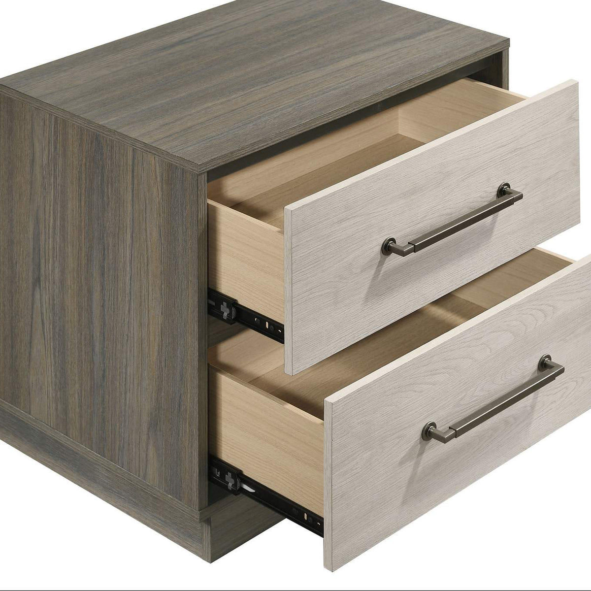 224982 Fenwick 2-drawer Nightstand Bedside Table Grey Oak