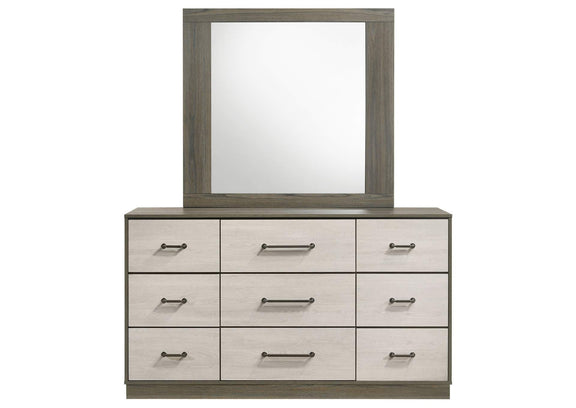 224983M Fenwick 9-drawer Dresser with Mirror Grey Oak