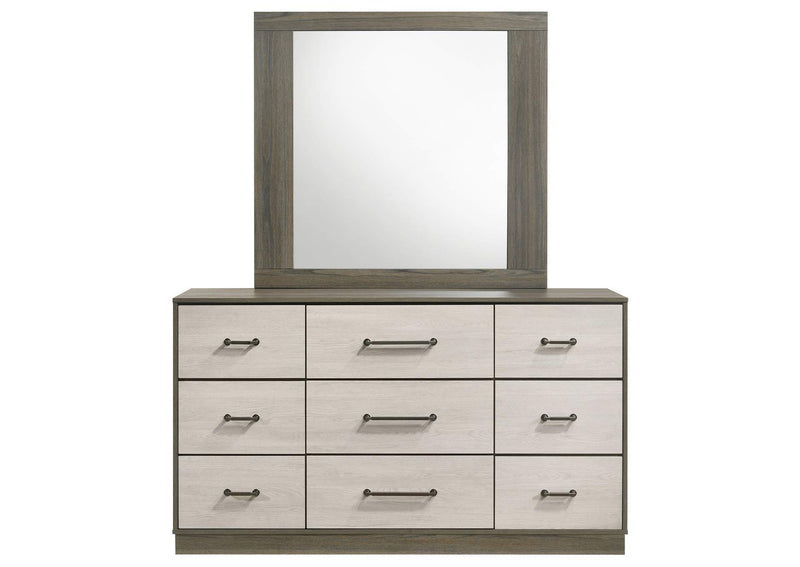224983M Fenwick 9-drawer Dresser with Mirror Grey Oak
