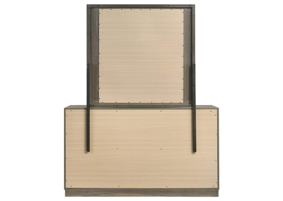 224983M Fenwick 9-drawer Dresser with Mirror Grey Oak